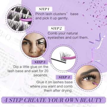 B&Qaugen Lash Clusters 144 PCS Individual Lashes B&Q 3D Effect Eyelash Clusters Fluffy Cluster Eyelash Extensions Wispy Eyelashes Natural Look With Long Lasting Curl Cluster Lashes (3D01,10-18mm)