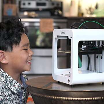 Toybox 3D Printer for Kids, No Software Needed (Includes: 3D Printer, 8 Preselected Printer Food Rolls, Free 500+ Toy Digital Catalog, Removable Bed), Deluxe Pack (Alpha One)
