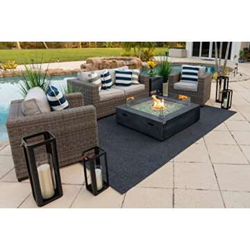 42" x 42" Square Modern Concrete Fire Pit Table w/Glass Guard and Crystals in Gray by AKOYA Outdoor Essentials (Cobalt Blue)