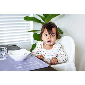 CHAMOS Montessori Placemat for Toddlers - Kids Silicone Mats for Dining Table - Set of 2 - Table Setting Learning (Lavender and Rose)