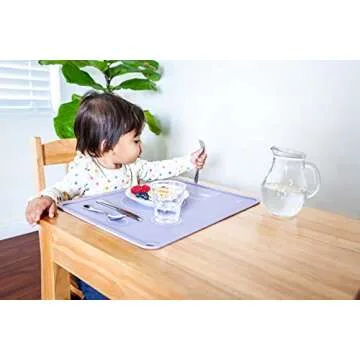 CHAMOS Montessori Placemat for Toddlers - Kids Silicone Mats for Dining Table - Set of 2 - Table Setting Learning (Lavender and Rose)
