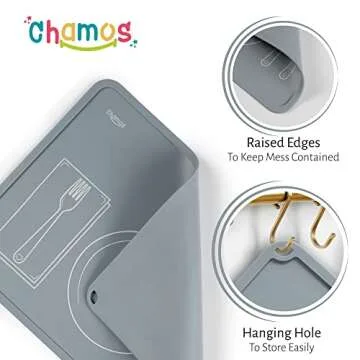 CHAMOS Montessori Placemat for Toddlers - Kids Silicone Mats for Dining Table - Set of 2 - Table Setting Learning (Lavender and Rose)