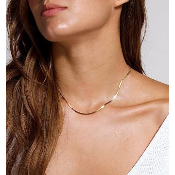 Tewiky Gold Herringbone Necklace for Effortless Elegance
