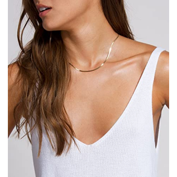 Tewiky Gold Herringbone Necklace for Effortless Elegance