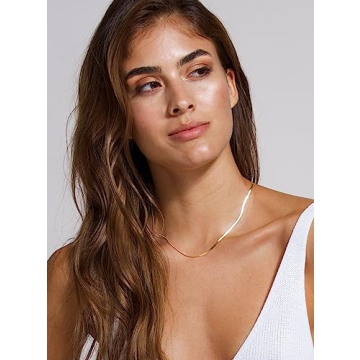 Tewiky Gold Herringbone Necklace for Effortless Elegance