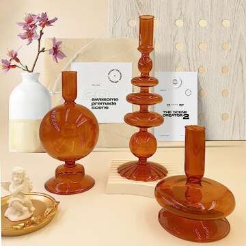 ZSYHCX Candlestick Holders, Glass Candle Holders for Table Centerpiece, Taper Candle Stand Modern St...