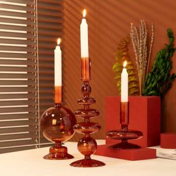 ZSYHCX Candlestick Holders, Glass Candle Holders for Table Centerpiece, Taper Candle Stand Modern Style Candle Holder for Wedding Decor and Dinner Party (Color : Brown)