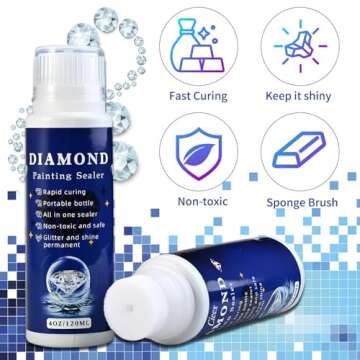 Faburo 120ml Diamond Painting Sealer Protectant Brightener, Diamond Art Painting Accessories Glue, Diamond Art Glue Sealer Supplies Clear Finish Permanent Hold & Shine Effect (4OZ)
