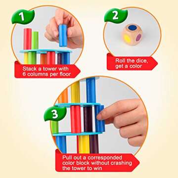 Coogam Wooden Tower Stacking Game for Family Fun