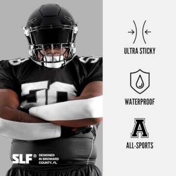 SLEEFS Turf Tape (White) - Perfect Football Arm Tape / Extra Wide Athletic Tape - Flexible, Waterproof, Ultra Sticky Kinesio / Kinetic / Kenesiology Tape