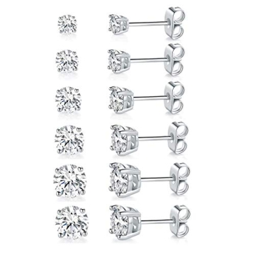 Elegant 18K White Gold Plated Zirconia Stud Earring Set