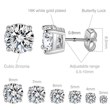 Elegant 18K White Gold Plated Zirconia Stud Earring Set