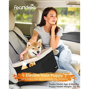 Feandrea Dog Car Seat, Pet Booster Seat for Small Dogs up to 18 lb, with Adjustable Straps, Removabl...