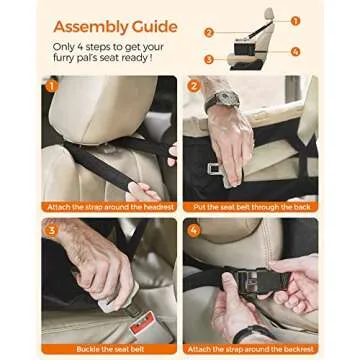 Feandrea Dog Car Seat, Pet Booster Seat for Small Dogs up to 18 lb, with Adjustable Straps, Removable Washable Fleece Liner, 4 Pockets, for Front Seats, Back Seats, Black and Beige UPBS042B01