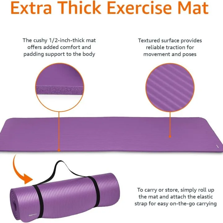 Amazon Basics 1/2-Inch Yoga Mat - Comfort and Support