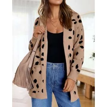 ZESICA Leopard Print Cardigan for Women - Stylish & Comfy