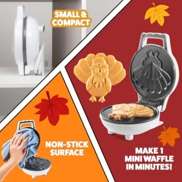 Thanksgiving Turkey Mini Waffle Maker for Fun Holiday Treats
