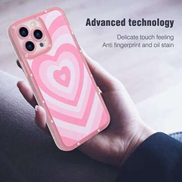 AIGOMARA Compatible with iPhone 13 Pro Max Case Pink Heart Print Cute Pattern Case for Women Girl Fu...