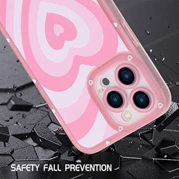 AIGOMARA Compatible with iPhone 13 Pro Max Case Pink Heart Print Cute Pattern Case for Women Girl Full Camera Protective Soft TPU Shockproof Phone Cover for iPhone 13 Pro Max
