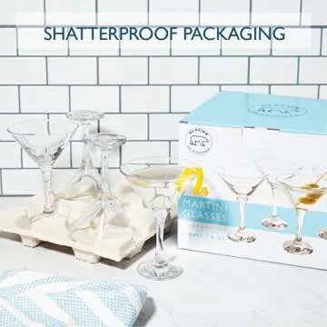 Elegant Minteer Milano Martini Glass Set - 4 Durable Pieces