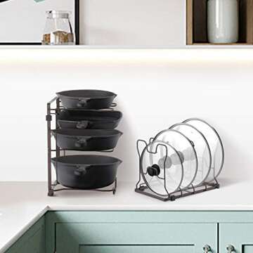Simple Trending Adjustable Kitchen Pan Lid Organizer Rack