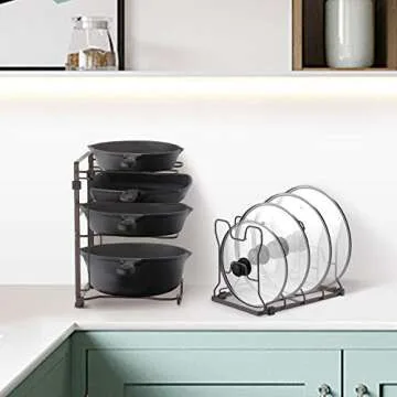 Simple Trending Adjustable Kitchen Pan Lid Organizer Rack