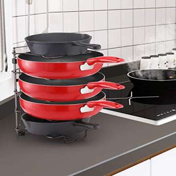 Simple Trending Adjustable Kitchen Pan Lid Organizer Rack