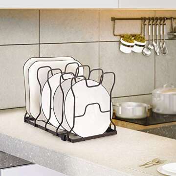 Simple Trending Adjustable Kitchen Pan Lid Organizer Rack