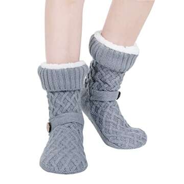Winter Fluffy Fleece Slipper Socks with Non-Slip Grippers