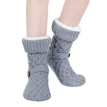 Winter Fluffy Fleece Slipper Socks with Non-Slip Grippers