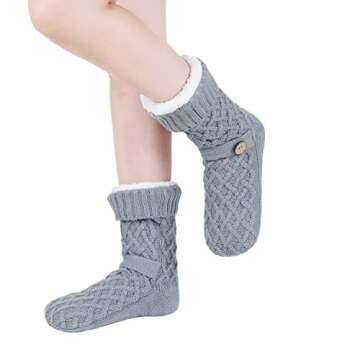 Winter Fluffy Fleece Slipper Socks with Non-Slip Grippers