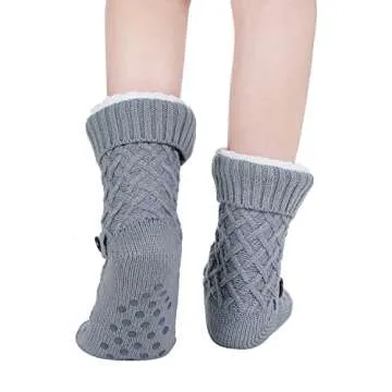 Winter Fluffy Fleece Slipper Socks with Non-Slip Grippers