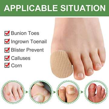 Welnove 10Pack Toe Caps Closed Toe Surface Fabric Sleeve Protectors with Gel Lining, Prevent Pain Re...