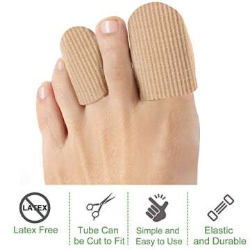 Welnove 10Pack Toe Caps Closed Toe Surface Fabric Sleeve Protectors with Gel Lining, Prevent Pain Relief for Corns, Blisters and Ingrown Toenails (Size Large + Size Medium)