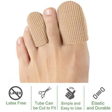 Welnove 10Pack Toe Caps Closed Toe Surface Fabric Sleeve Protectors with Gel Lining, Prevent Pain Relief for Corns, Blisters and Ingrown Toenails (Size Large + Size Medium)