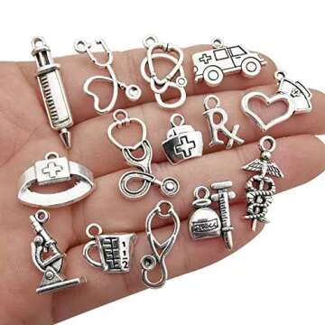 Antique Silver Medical Nurse Charms for Jewelry Making