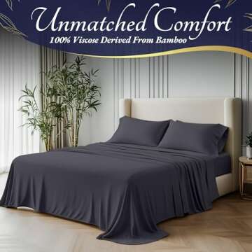 DECOLURE 100% Organic Viscose Derived from Bamboo Sheets Queen Size 4pcs - Ultra Soft & Luxuriously ...