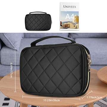 ProCase Travel Jewelry Organizer Case for Women, Soft Padded Jewelry Storage Bag Carrying Case Pouch for Rings, Bracelet, Earring, Chains, Necklace Holder -Black