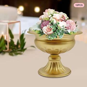 Gold Mini Metal Vases for Wedding Centerpieces 10 Pcs