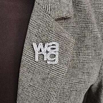 Rhinestone Brooches Crystal Wang Letter Brooch Pin Badge Shawl Pins Earrings Jewelry for Women Girls Accessories