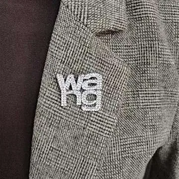 Rhinestone Brooches Crystal Wang Letter Brooch Pin Badge Shawl Pins Earrings Jewelry for Women Girls Accessories