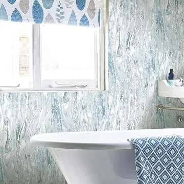 RoomMates Marble Seas Blue Peel and Stick Wallpaper