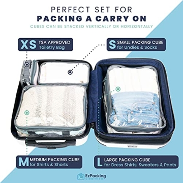 Clear Packing Cubes Set of 4 - Stylish Organizers