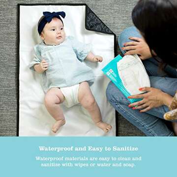 Disney Baby by J.L. Childress Full Body Portable Changing Pad - Disney Travel Essential - Padded, Waterproof, Foldable Diaper Changing Pad - Extra-Large 19" x 30" - Mickey Mouse Black