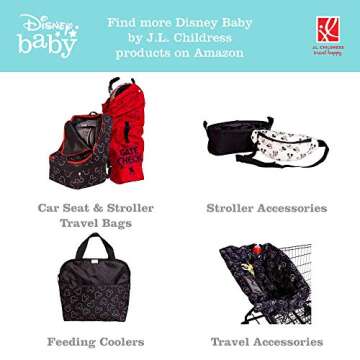 Disney Baby by J.L. Childress Full Body Portable Changing Pad - Disney Travel Essential - Padded, Waterproof, Foldable Diaper Changing Pad - Extra-Large 19" x 30" - Mickey Mouse Black