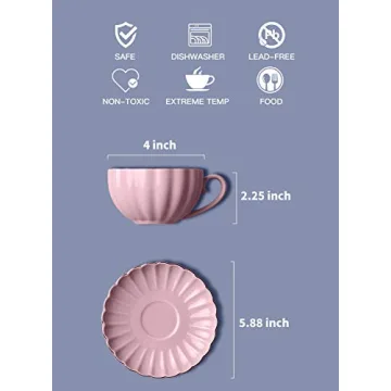 Amazingware Royal Pink Tea Cup Set with Gold Trim