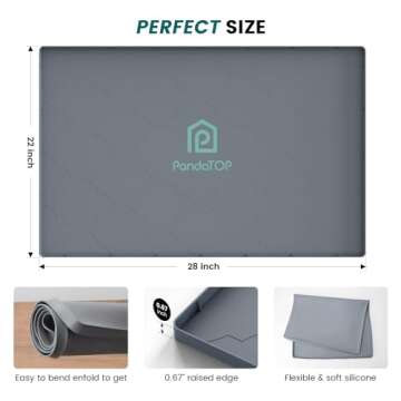 Under Sink Mat, 28" x 22" Silicone Kitchen Cabinet Tray, Waterproof & Flexible Under Sink Liner for Kitchen Bathroom and Laundry Room