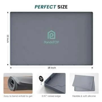 Under Sink Mat, 28" x 22" Silicone Kitchen Cabinet Tray, Waterproof & Flexible Under Sink Liner for Kitchen Bathroom and Laundry Room