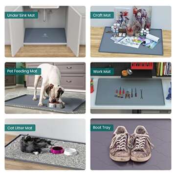 Under Sink Mat, 28" x 22" Silicone Kitchen Cabinet Tray, Waterproof & Flexible Under Sink Liner for Kitchen Bathroom and Laundry Room