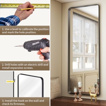 Koonmi Full Length Mirror 24x71 Stylish Black Frame